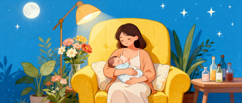 月夜哺乳温馨时刻图片