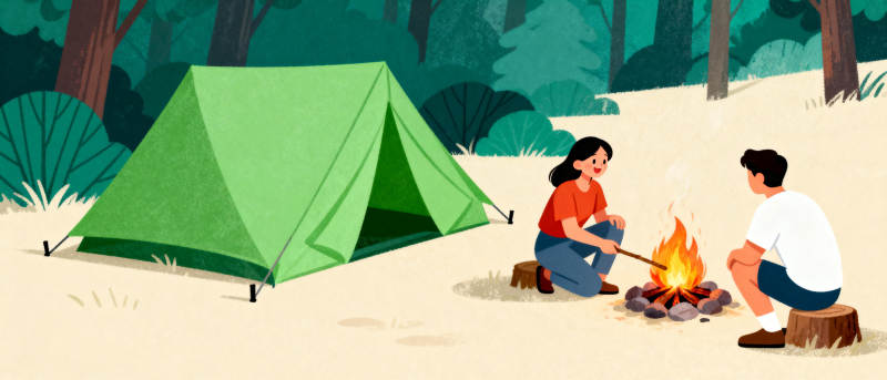 森林露营 篝火相伴图片