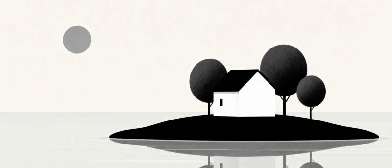 孤岛小屋月夜图片