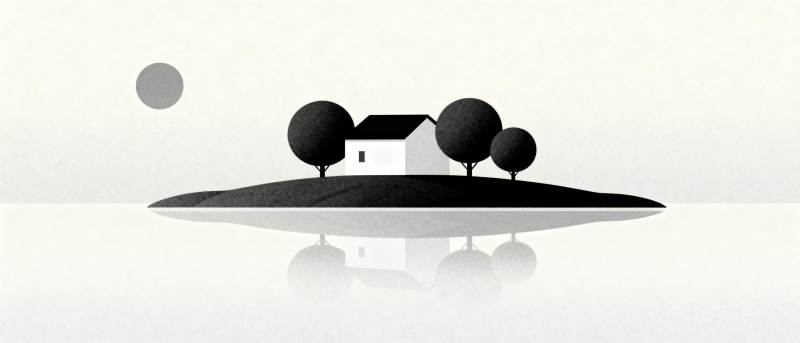 孤岛小屋静谧夜图片