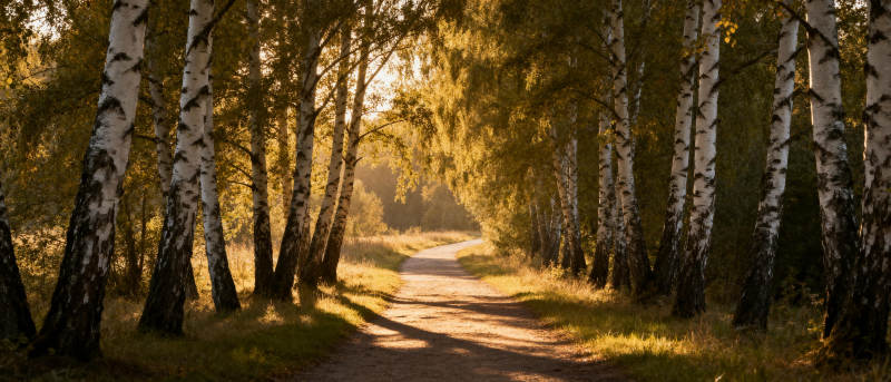 林间小径秋色浓图片