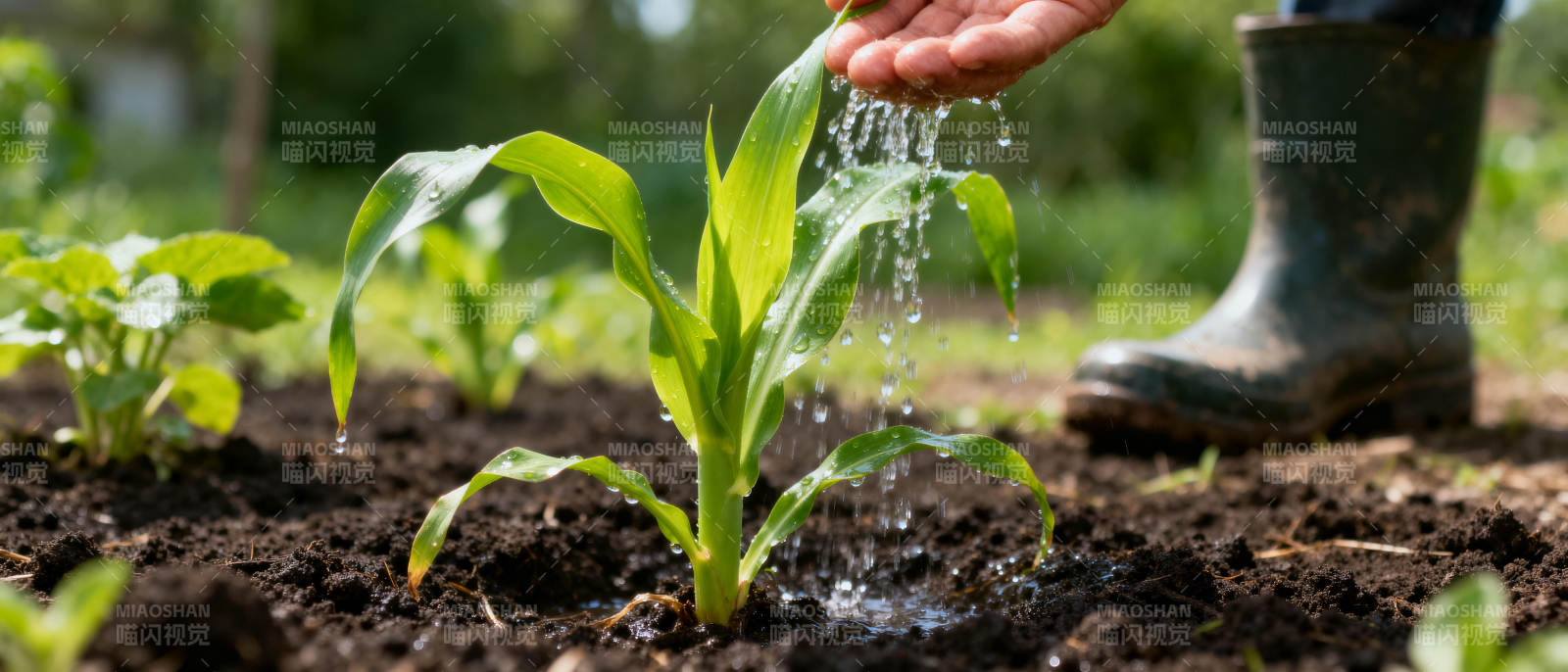 浇水育苗图片