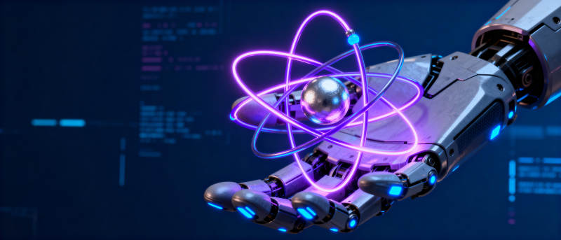 机械手握原子模型图片