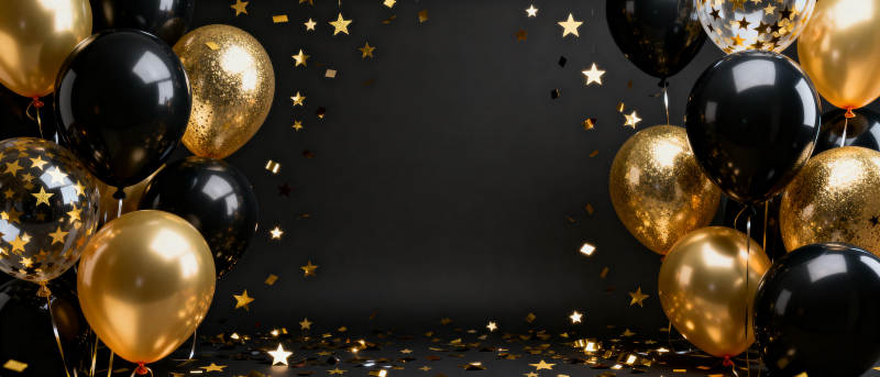 金色气球庆贺夜图片