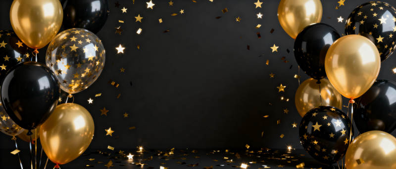 金黑气球庆贺场景图片