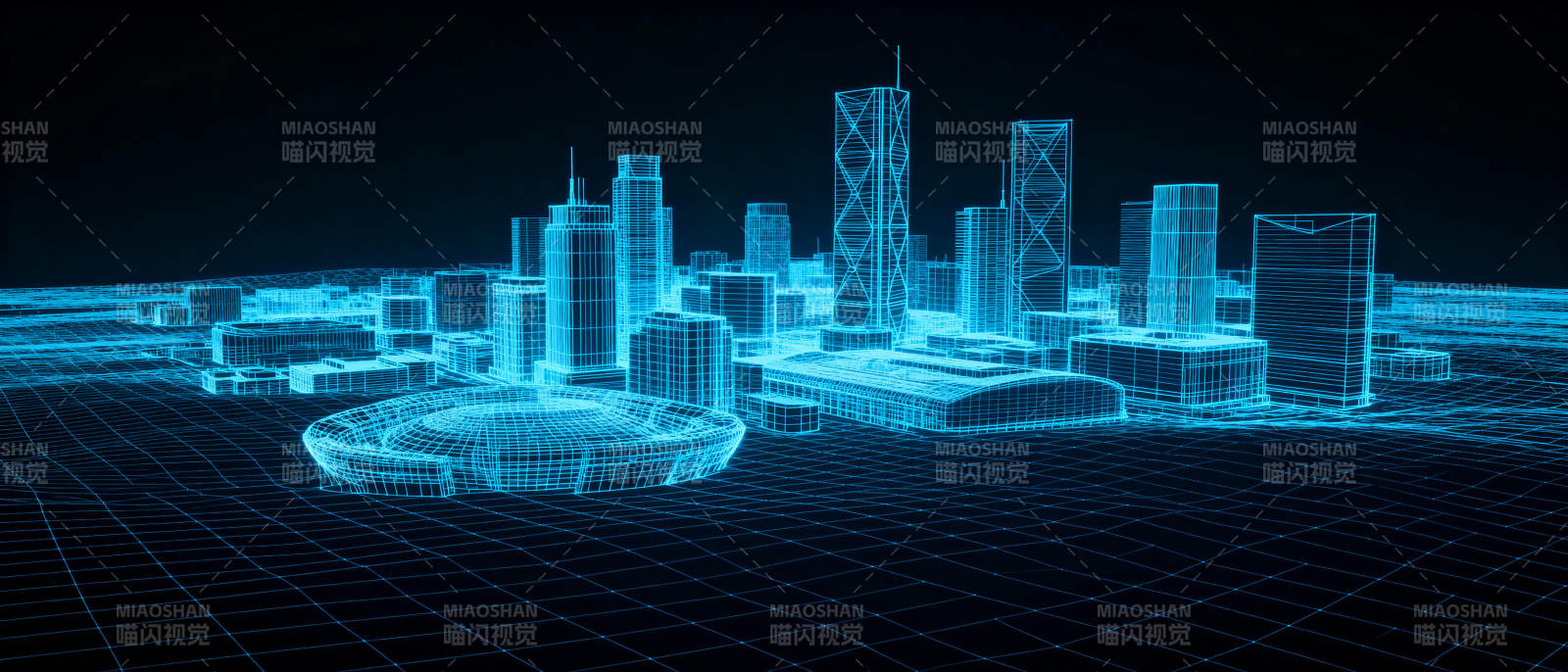 未来城市线框图图片