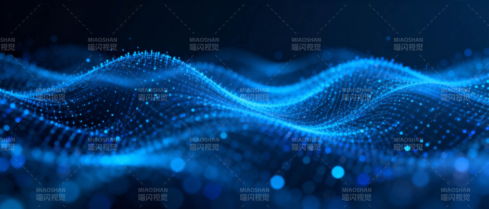 蓝色波浪粒子流图片