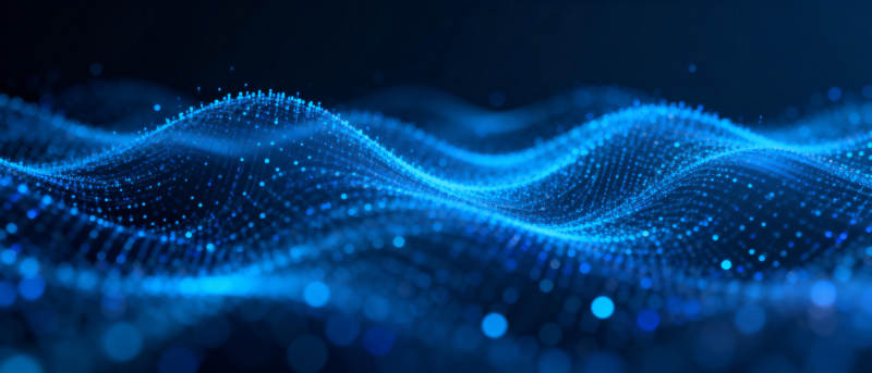 蓝色波浪粒子流图片