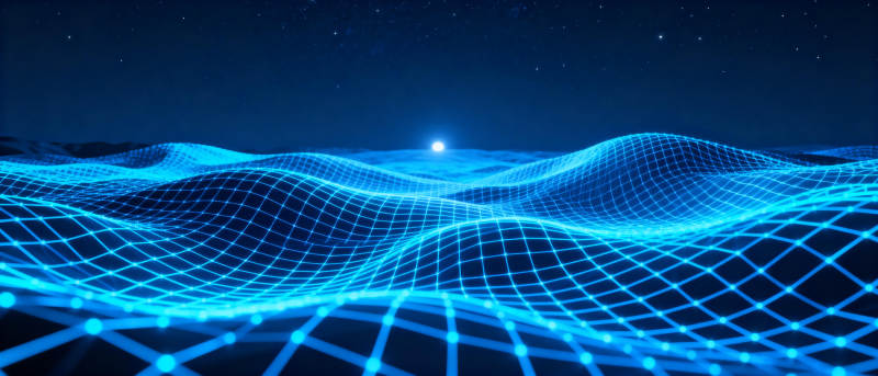 蓝色波浪网格夜景图片