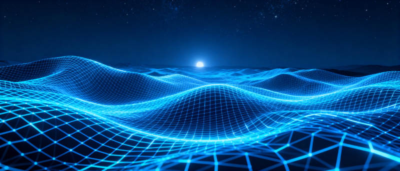 蓝色波浪网格夜景图片