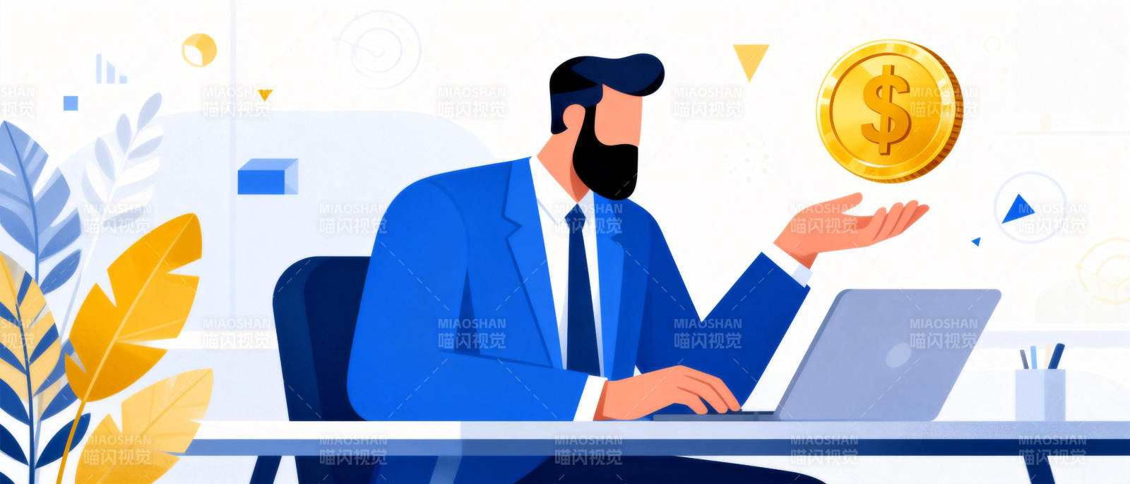 商务精英掌中金币图片