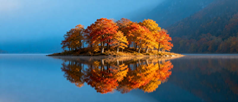 秋色湖心岛图片