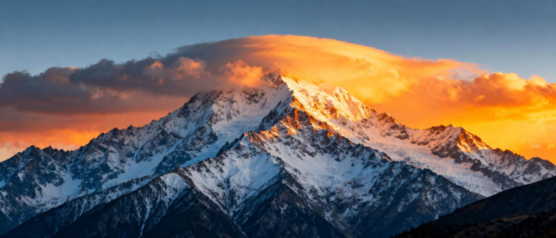 雪山日出壮丽景色图片