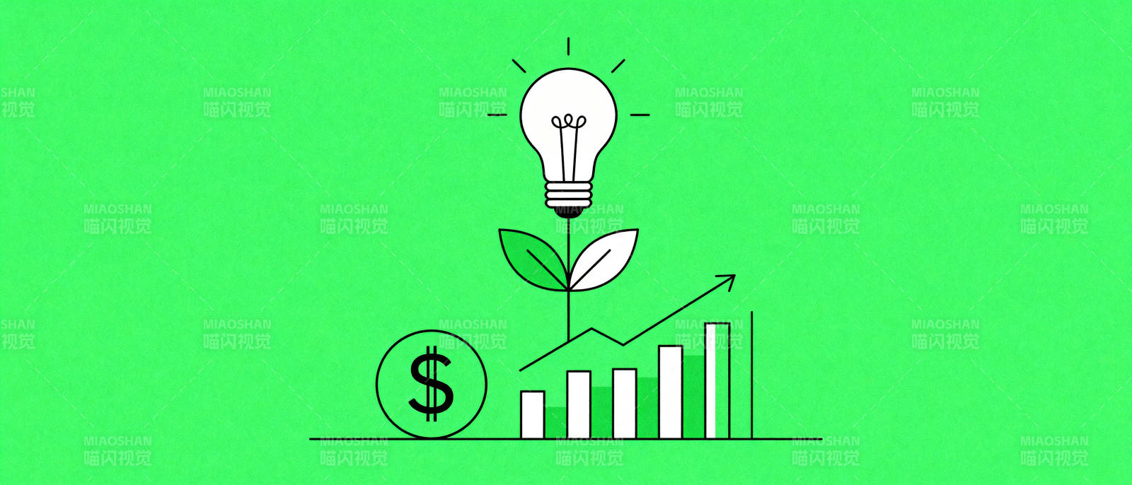 创意点亮财富增长图片