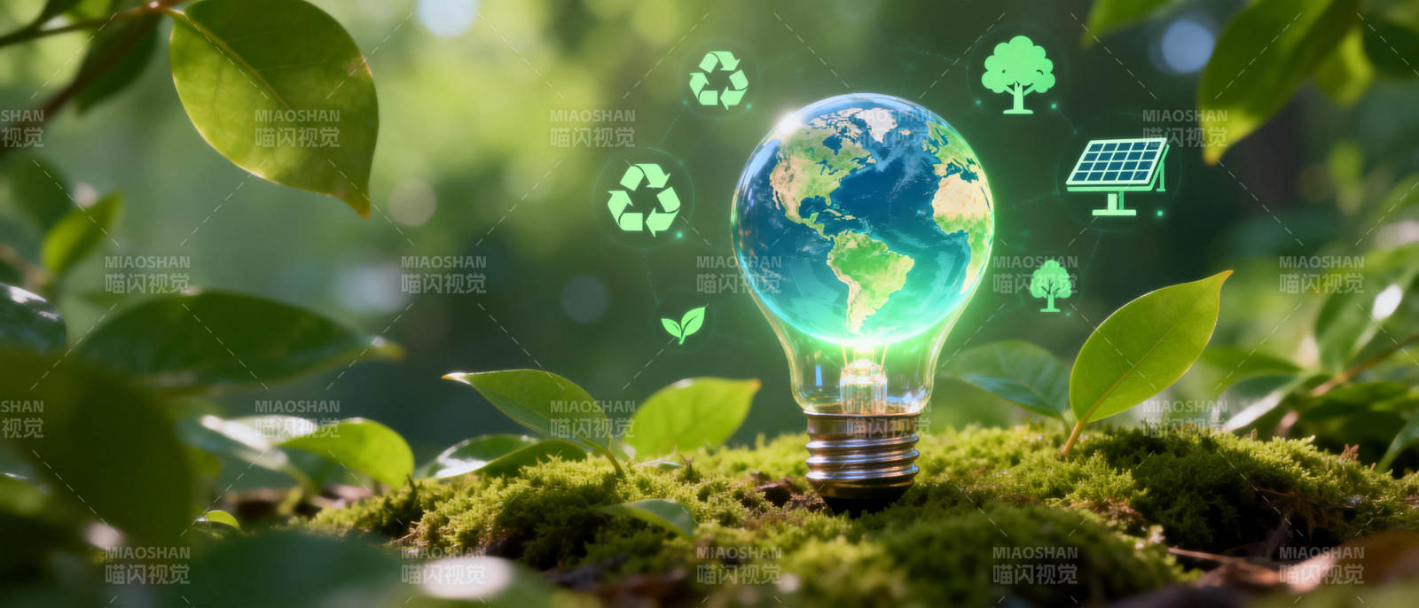 绿色能源点亮地球图片