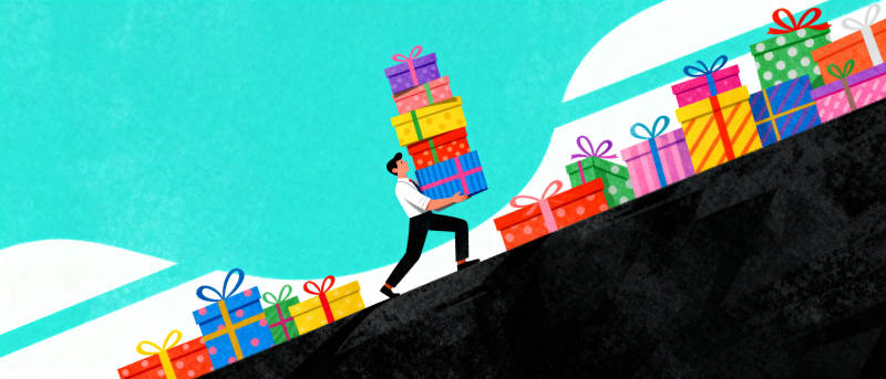 礼物堆成山图片