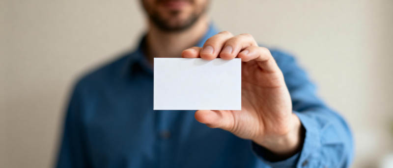 手持空白名片图片