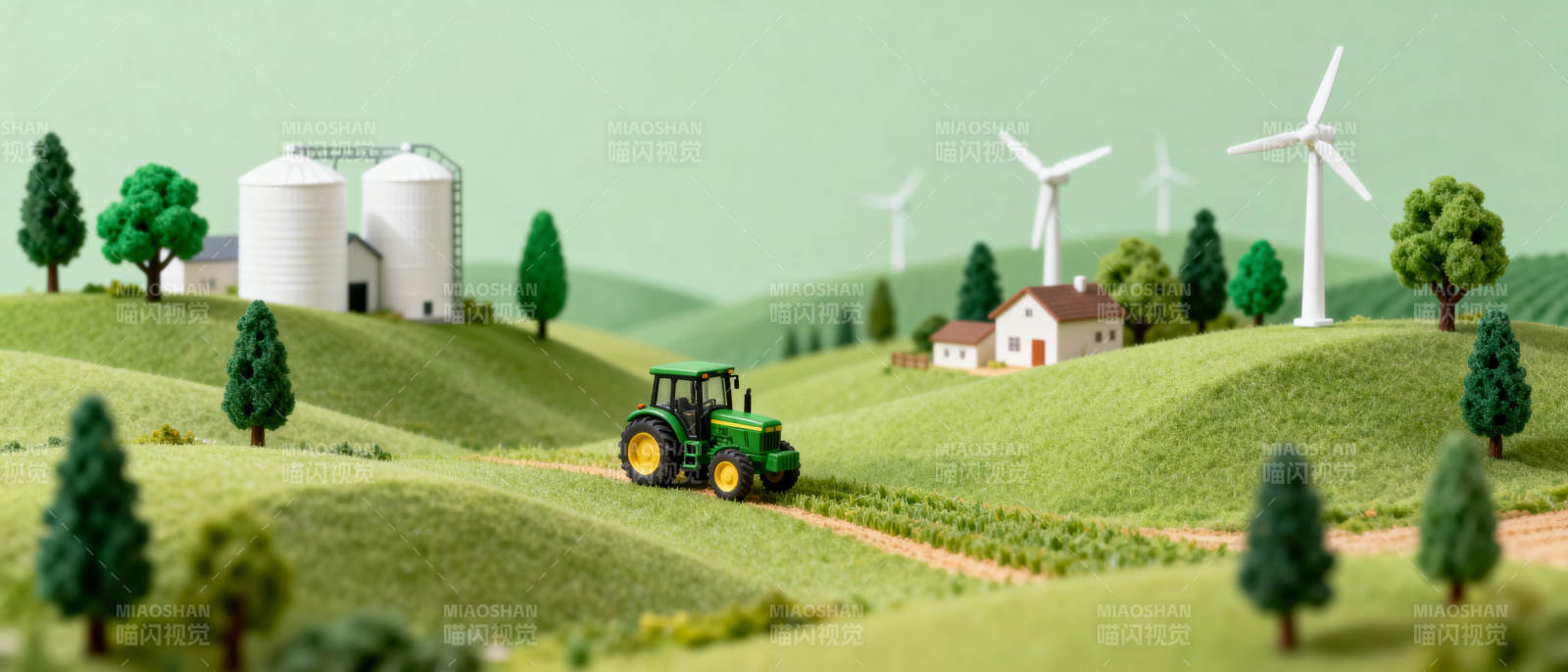 田园风光与风车图片