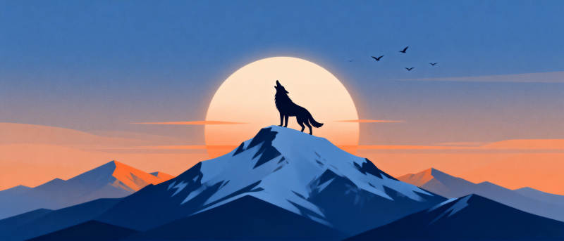 狼啸雪山月夜图片