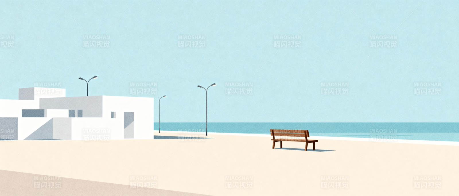 海边静谧长椅图片