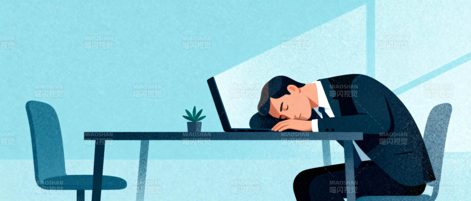 办公桌前小憩图片