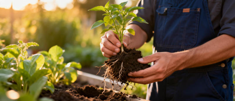 园丁栽种幼苗图片