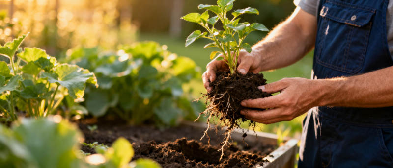 园丁栽种幼苗图片
