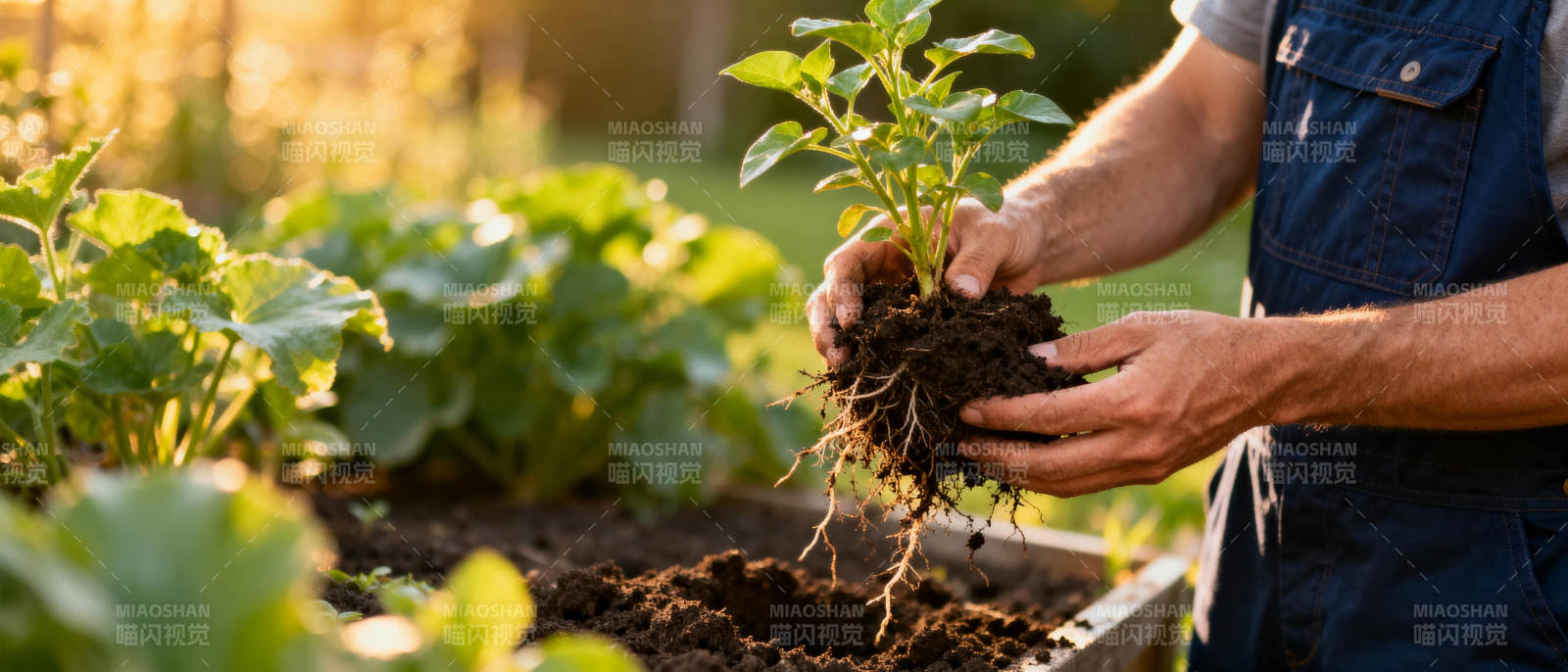 园丁栽种幼苗图片