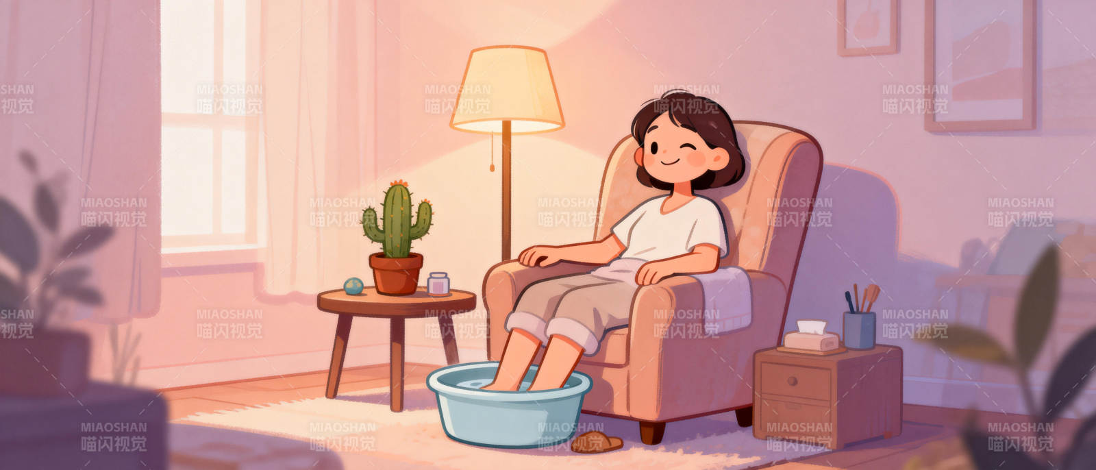 温馨居家泡脚时光图片