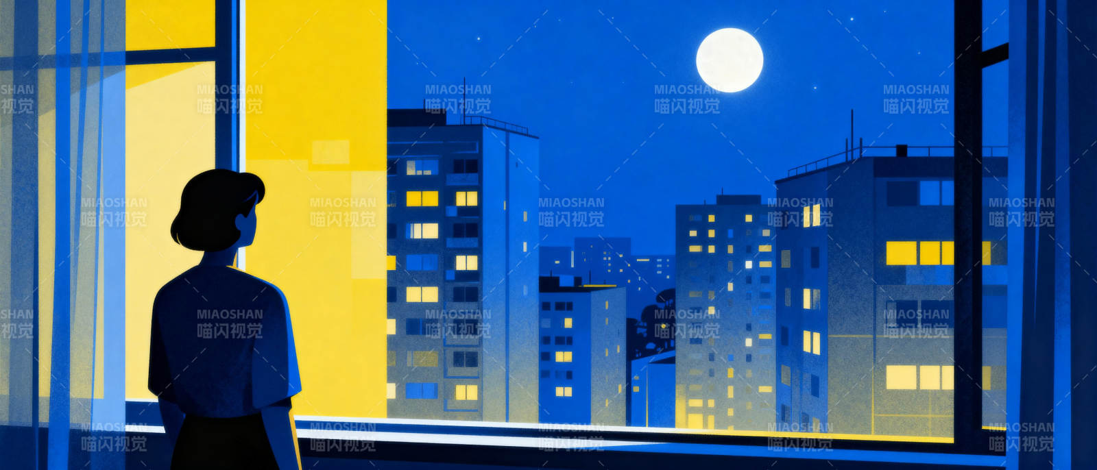 夜景窗前人影图片