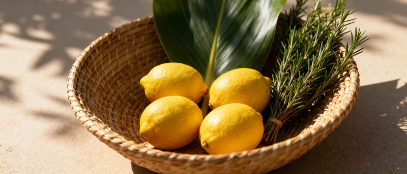 柠檬与香草静物图片