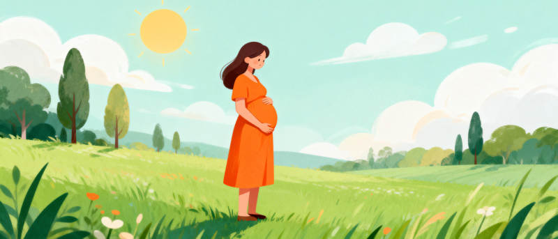 孕妇在田野中散步图片