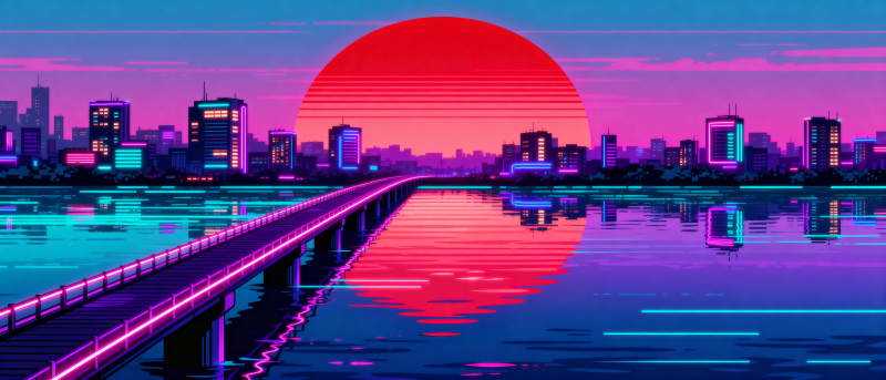 霓虹都市暮色图片