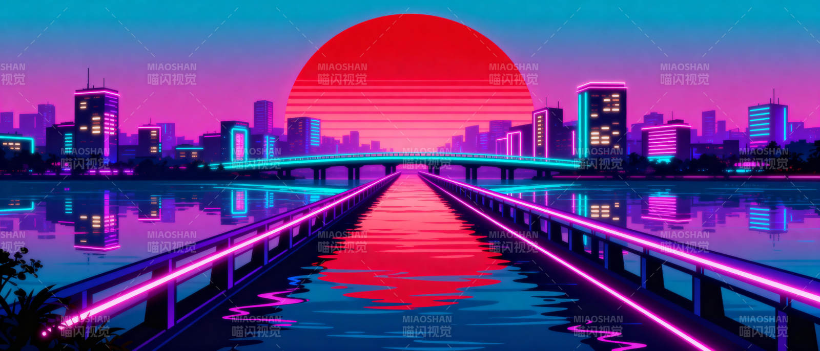 霓虹都市夜景图片