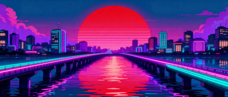 霓虹都市夜景图片