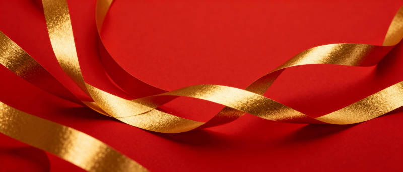 红金丝带飘逸图片