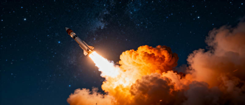 火箭升空 星夜辉煌图片