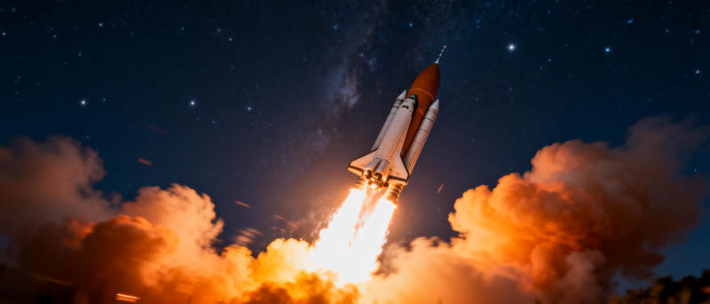 火箭升空 星河璀璨图片