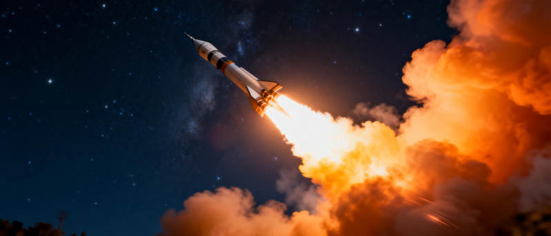 火箭升空夜景图片