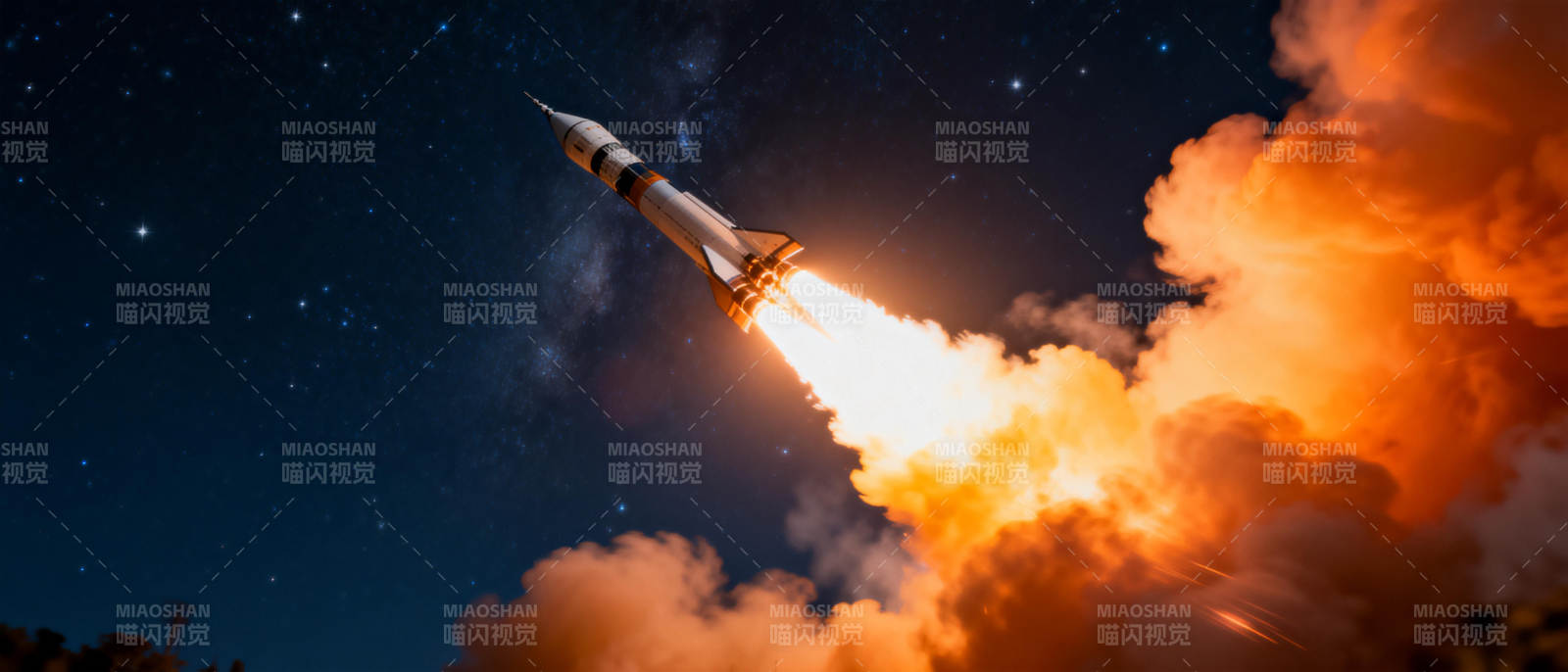 火箭升空夜景图片