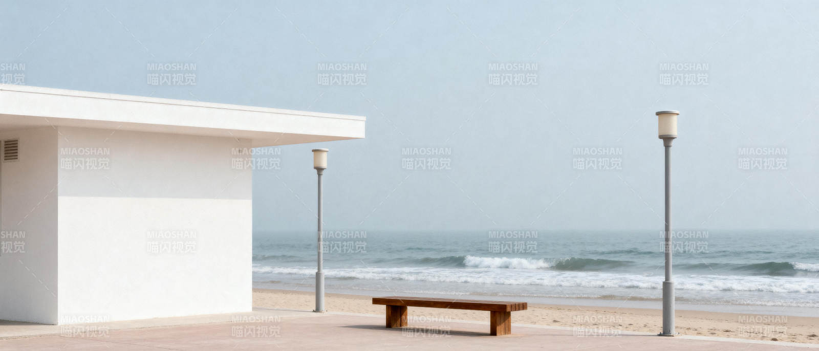 海边的宁静长椅图片