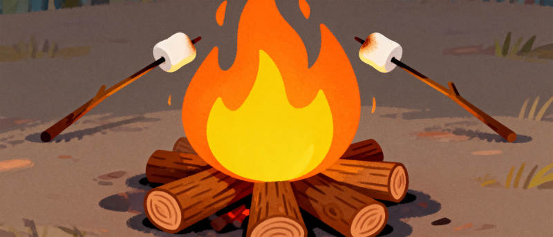 篝火烤棉花糖图片