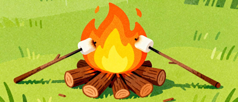 篝火烤棉花糖图片