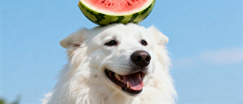 狗狗头顶西瓜图片