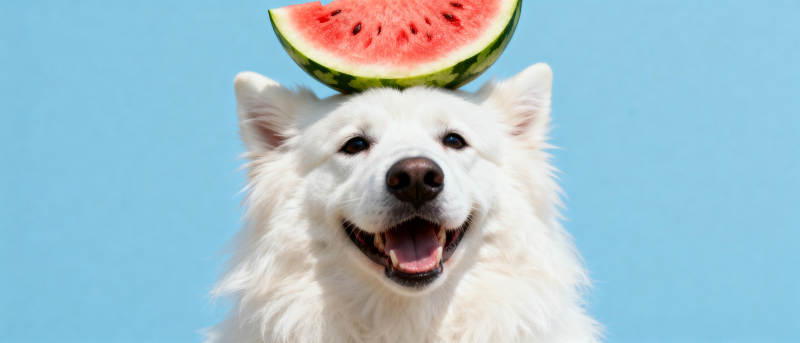 狗狗头顶西瓜图片