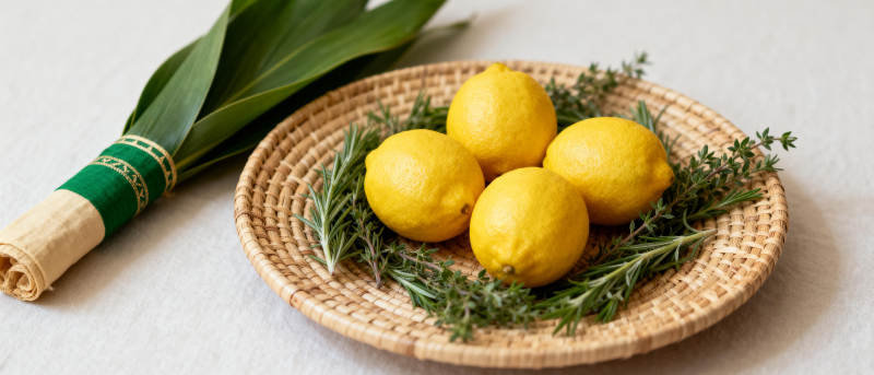 柠檬与迷迭香静物图片