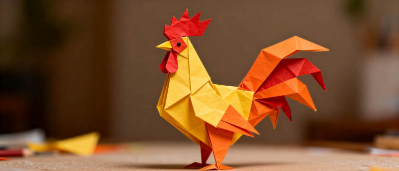 折纸公鸡栩栩如生图片