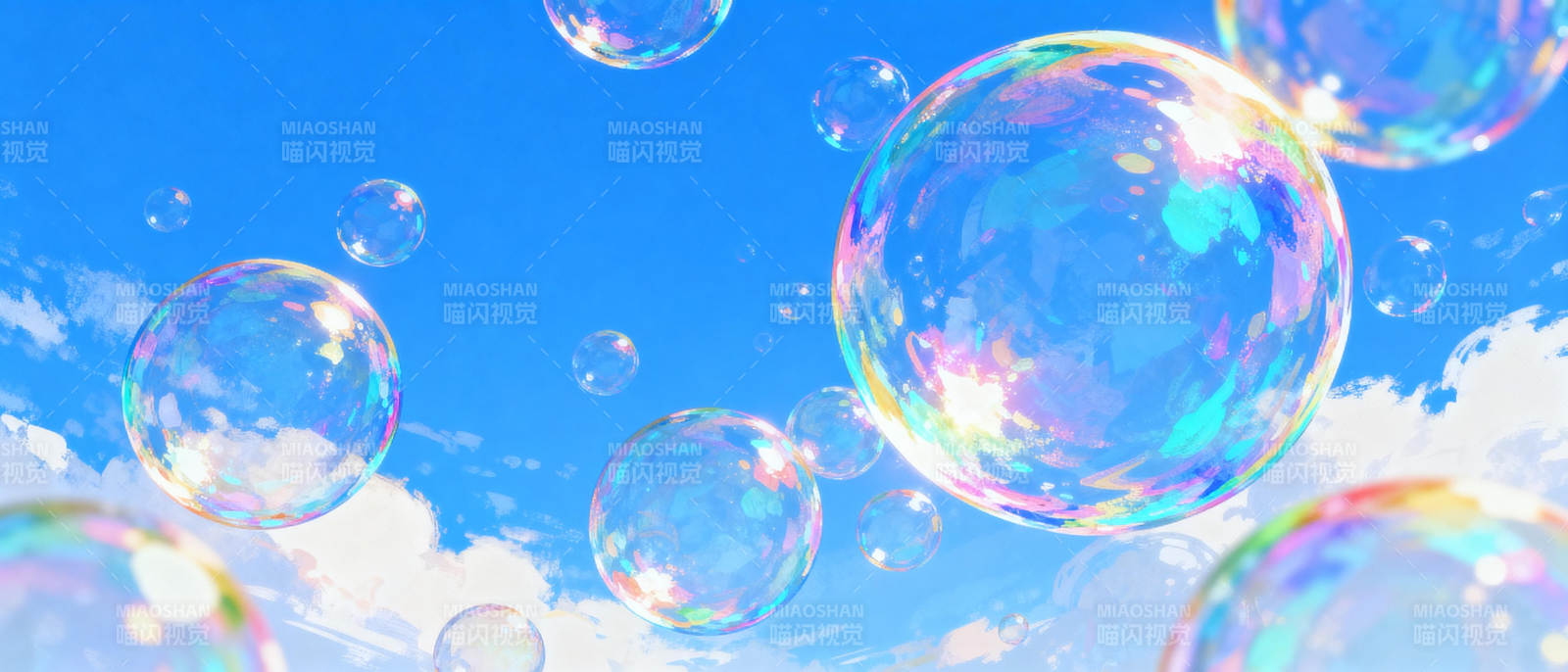 泡泡飘浮蓝天图片