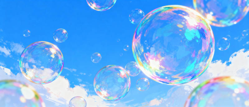 泡泡飘浮蓝天图片