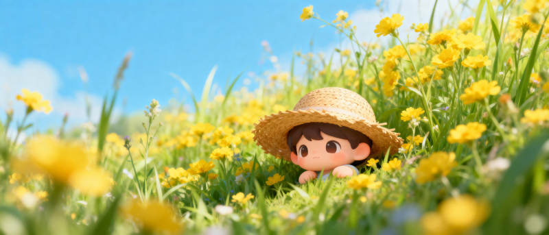 花丛中的小人偶图片